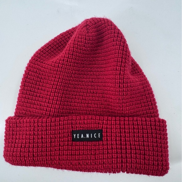 Yea.Nice Red Knit Beanie - Picture 2 of 5